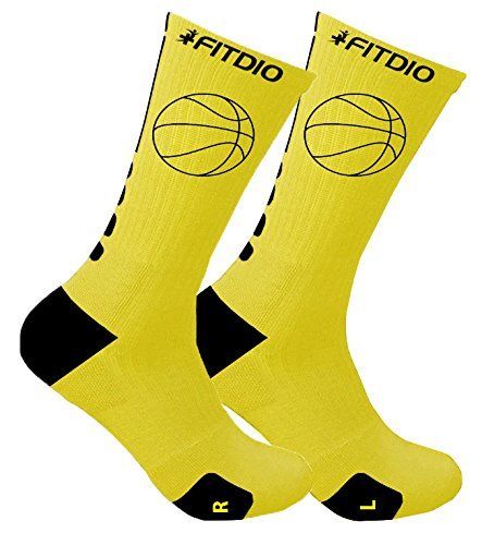 Hoop Stride Crew Compression Athletic Sports Socks (Yellow & Black)