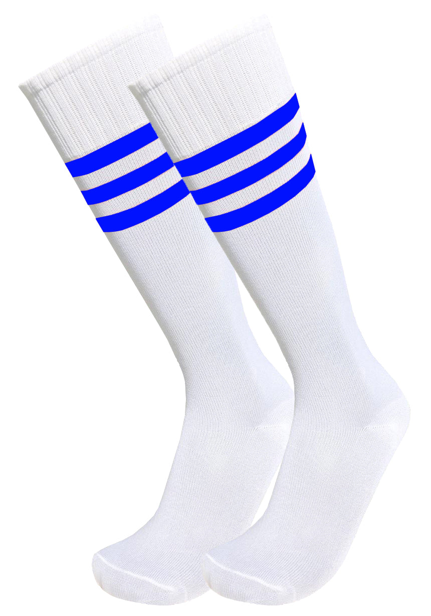 Triple Stripe Athletic Soccer Socks (White)
