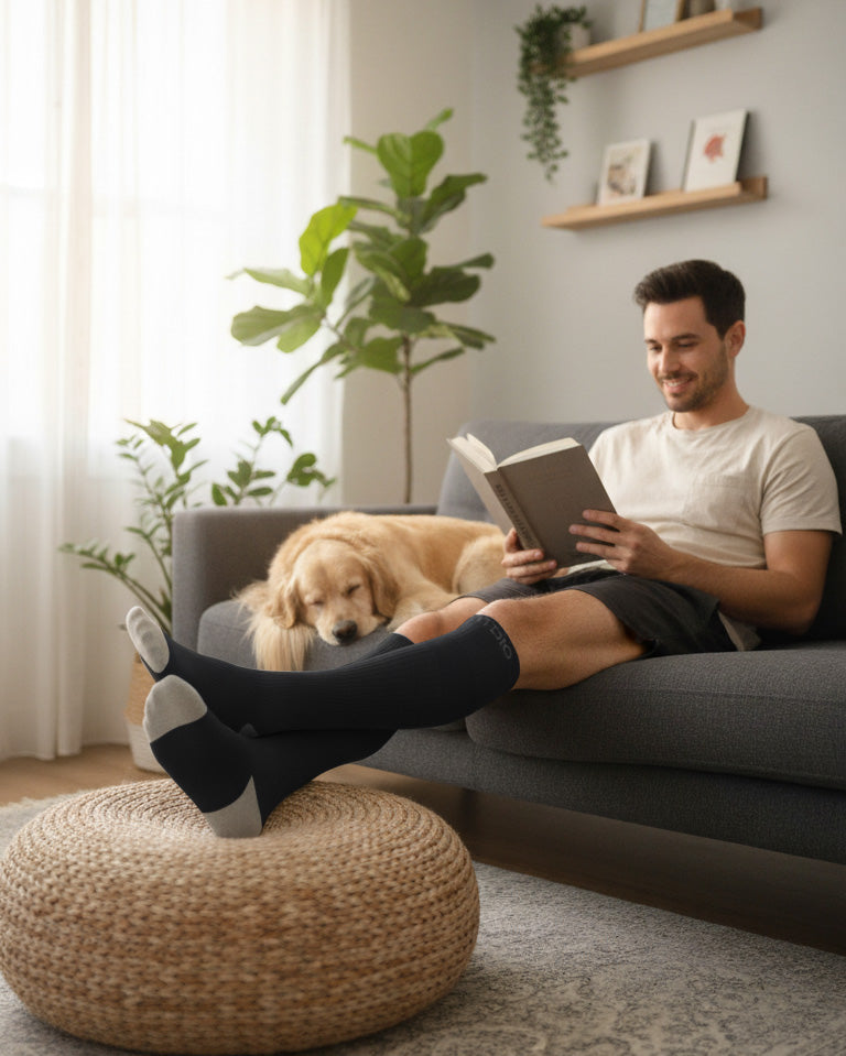 Peak Stride Knee High Compression Running Socks (Black & Gray)