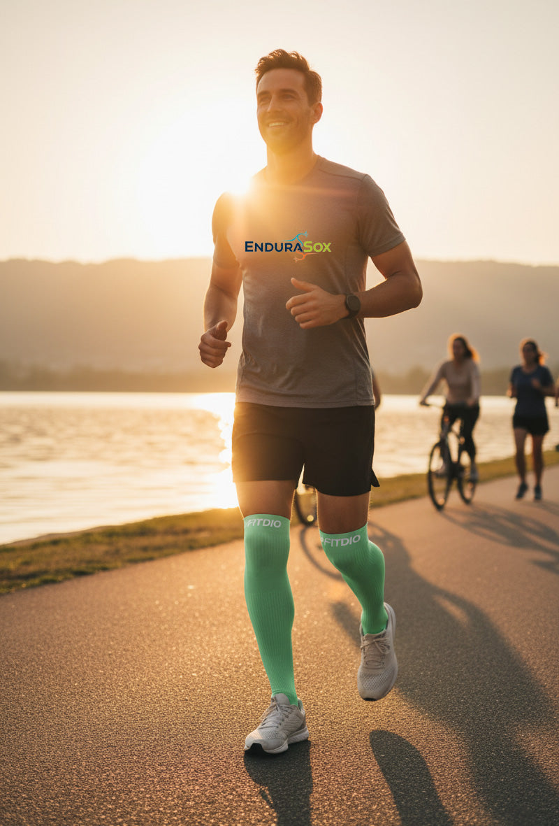 Peak Stride Knee High Compression Running Socks (Mint Green)