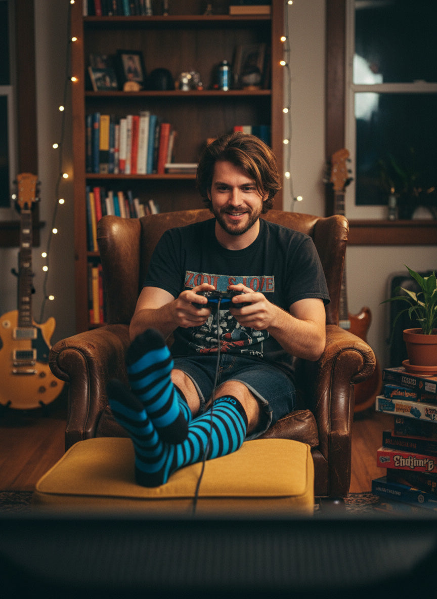 Nexus Striped Knee High Compression Socks (Blue/Black)