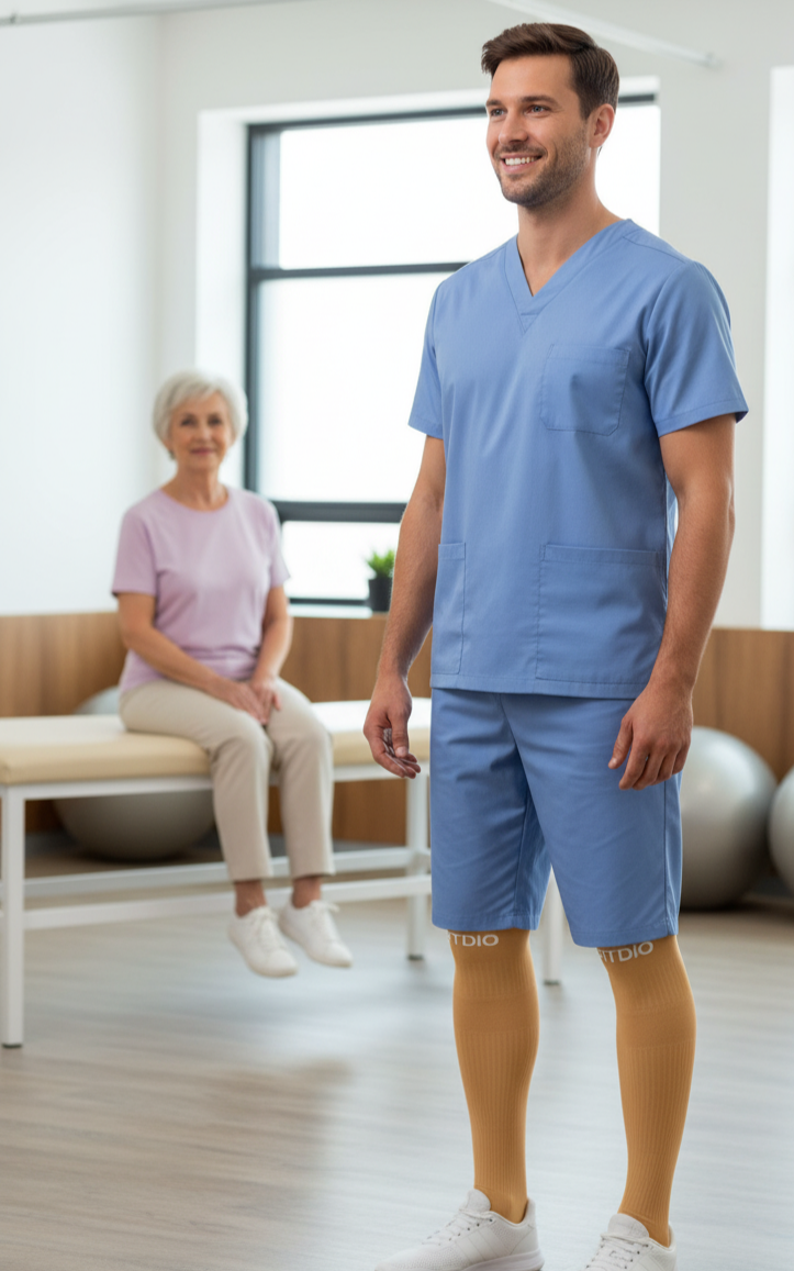 Peak Stride Knee High Compression Running Socks (Orange & White)