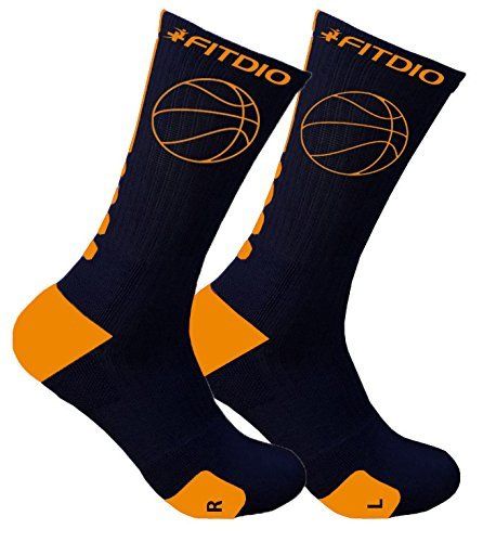 Hoop Stride Crew Compression Athletic Sports Socks (Black & Orange)