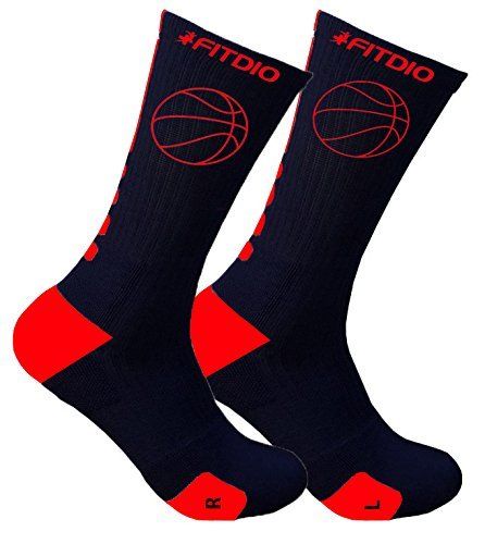 Hoop Stride Crew Compression Athletic Sports Socks (Black & Red)