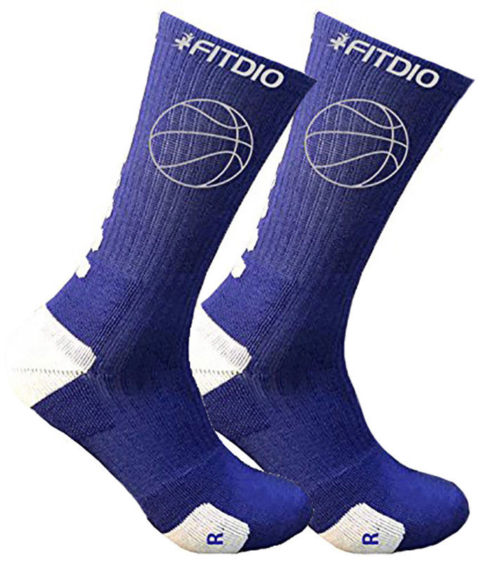 Hoop Stride Crew Compression Athletic Sports Socks (Blue & Gray)
