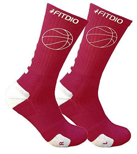 Hoop Stride Crew Compression Athletic Sports Socks (Red & White)