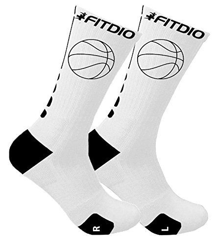 Hoop Stride Crew Compression Athletic Sports Socks (White & Black)