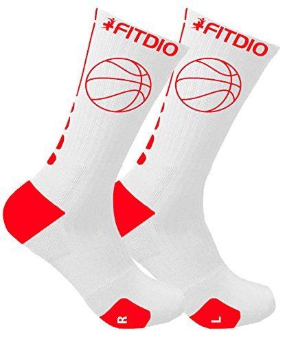 Hoop Stride Crew Compression Athletic Sports Socks (White & Red)