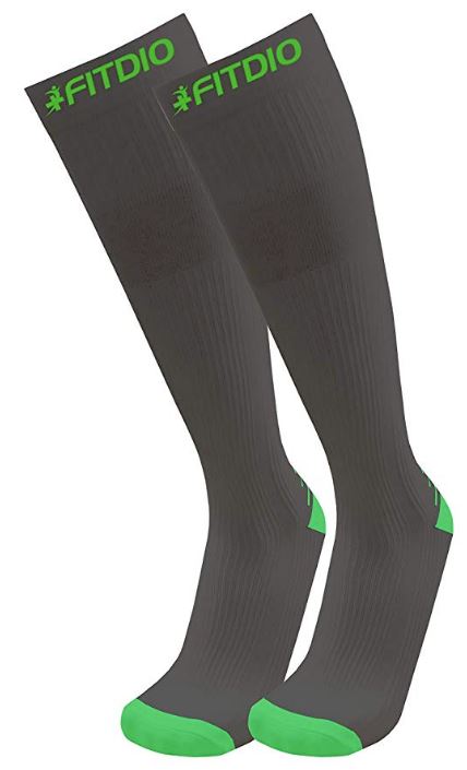 Peak Stride Knee High Compression Running Socks (Black & Green)