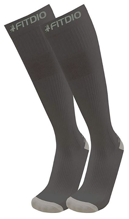 Peak Stride Knee High Compression Running Socks (Black & Gray)