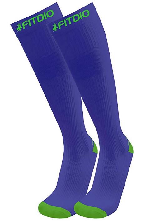Peak Stride Knee High Compression Running Socks (Blue & Green)