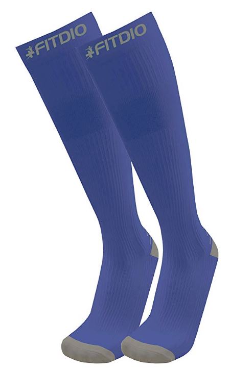 Peak Stride Knee High Compression Running Socks (Blue & Gray)