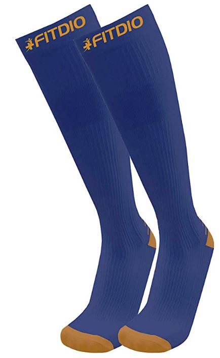 Peak Stride Knee High Compression Running Socks (Blue & Orange)