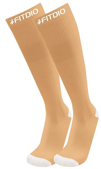 Peak Stride Knee High Compression Running Socks (Orange & White)