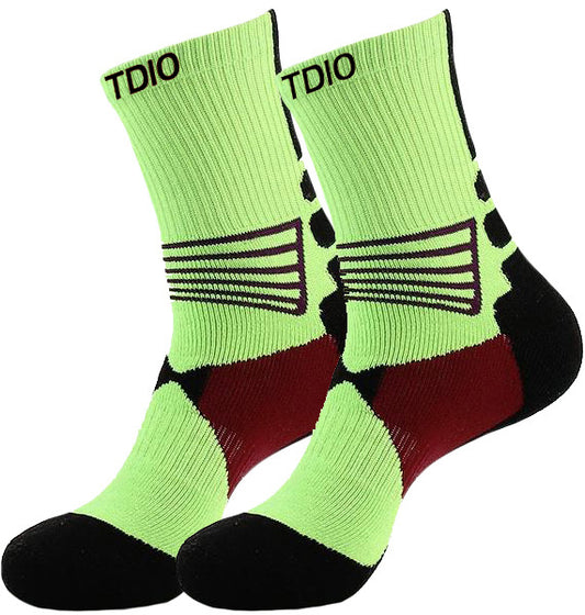 EnduraRun Quarter Length Cushioned Compression Socks (Green & Brown)