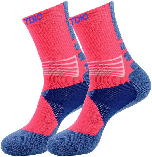 EnduraRun Quarter Length Cushioned Compression Socks (Pink & Blue)