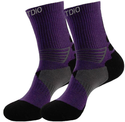 EnduraRun Quarter Length Cushioned Compression Socks (Purple & Black)