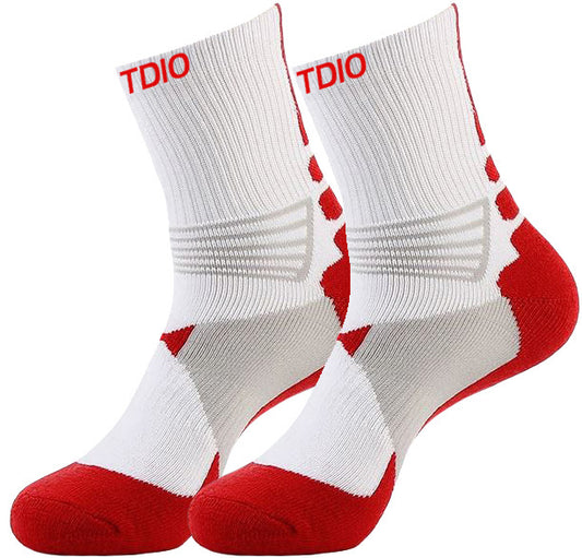 EnduraRun Quarter Length Cushioned Compression Socks (White & Red)