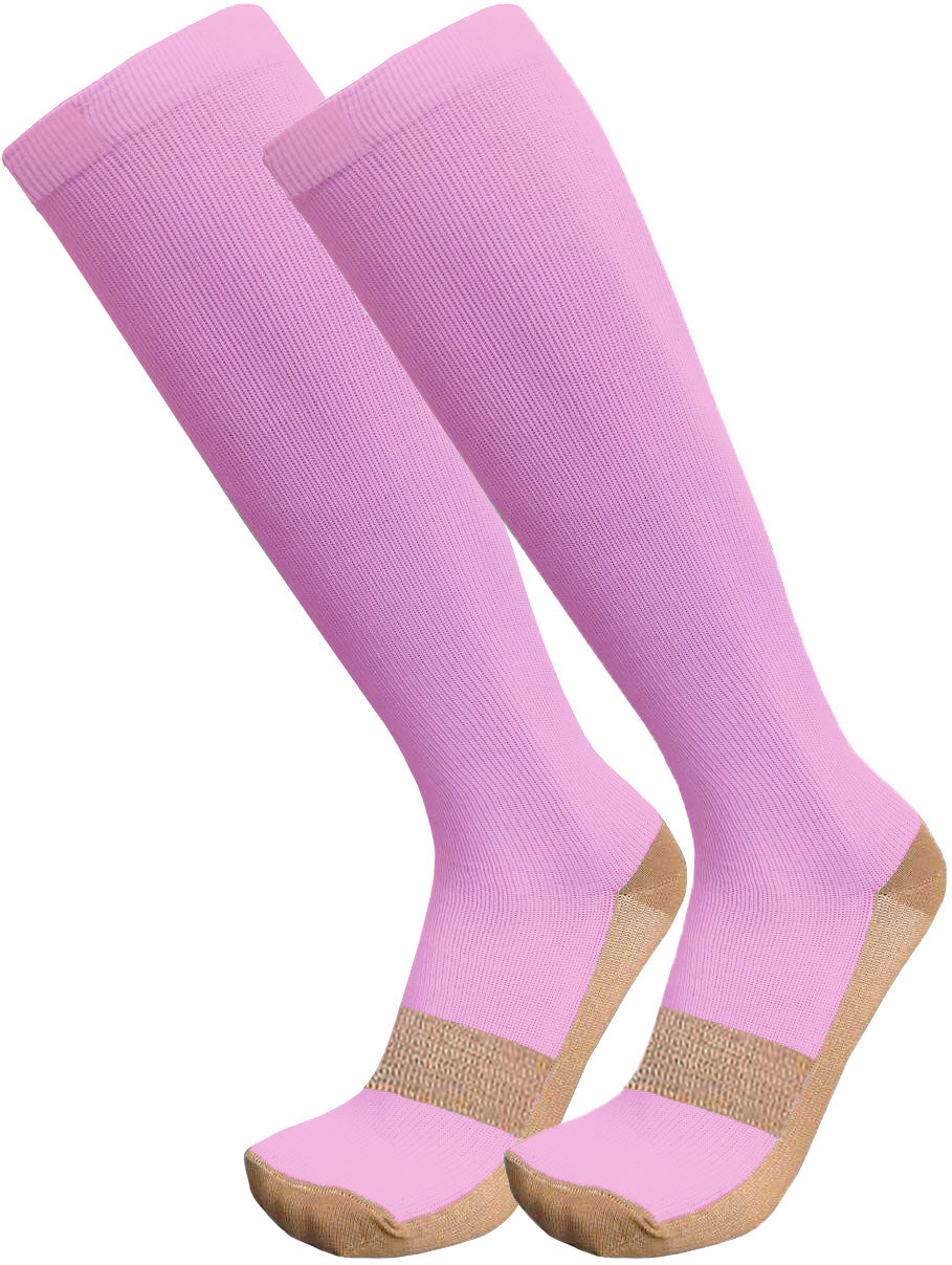 Copper Stride Knee High Compression Socks (Pink & Gold)