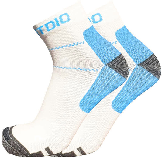 Active Comfort Quarter Length Compression Socks (White & Blue)