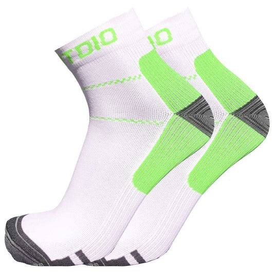 Active Comfort Quarter Length Compression Socks (White & Green)