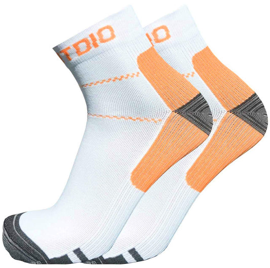 Active Comfort Quarter Length Compression Socks (White & Orange)