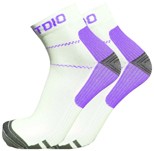 Active Comfort Quarter Length Compression Socks (White & Purple)
