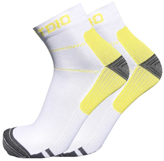 Active Comfort Quarter Length Compression Socks (White & Yellow)