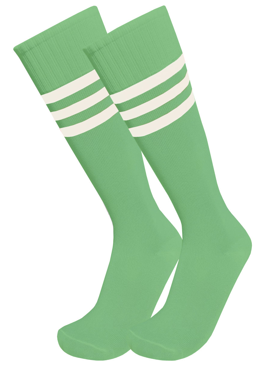 Triple Stripe Athletic Soccer Socks (Green)