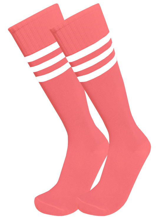 Triple Stripe Athletic Soccer Socks (Red)