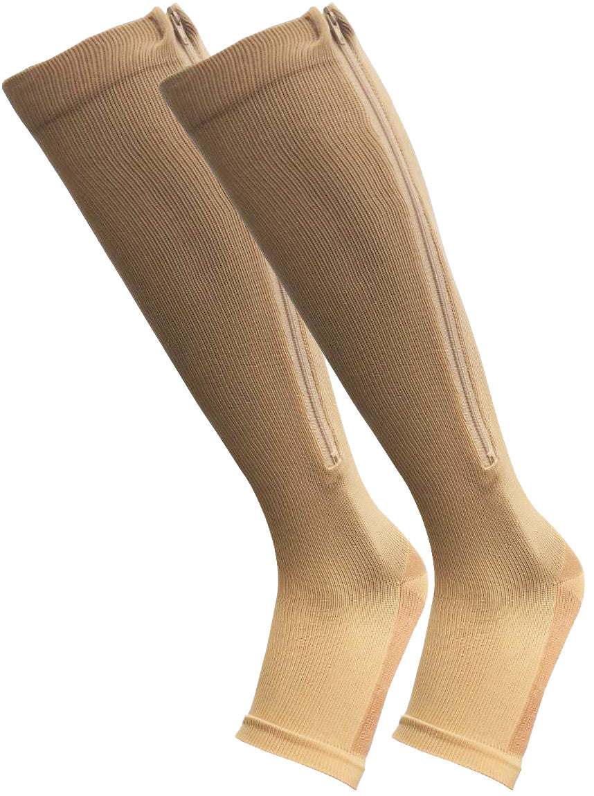 EasyZip Open Toe Copper Infused Compression Stockings