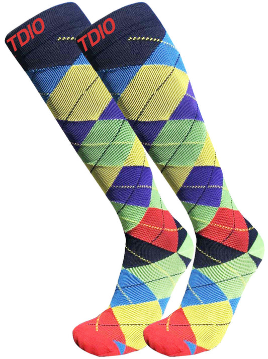 Classic Argyle Knee High Compression Socks