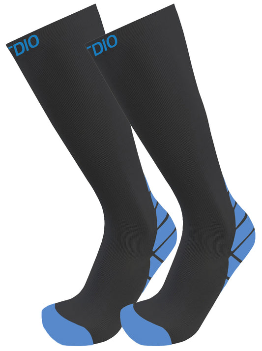 Fusion Performance Knee High Compression Socks (Black/Blue)
