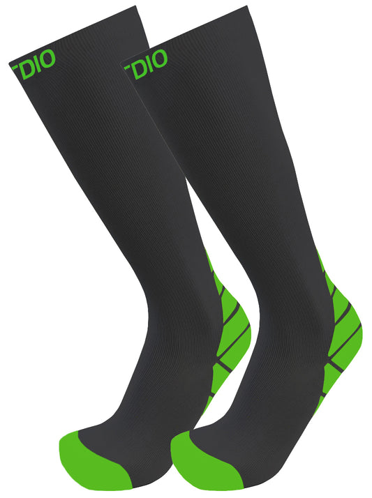 Fusion Performance Knee High Compression Socks (Black/Green)