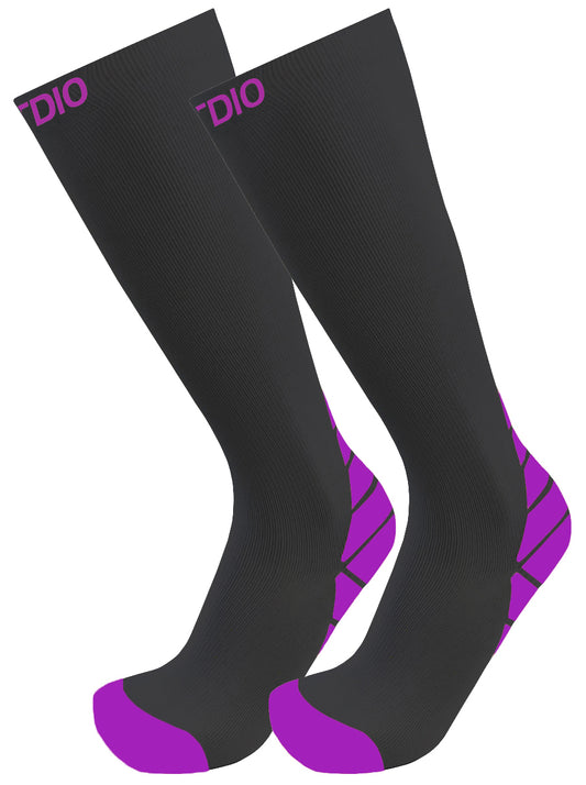 Fusion Performance Knee High Compression Socks (Black/Purple)