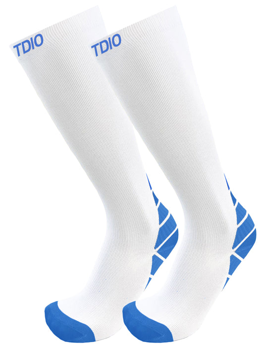 Fusion Performance Knee High Compression Socks (White/Blue)