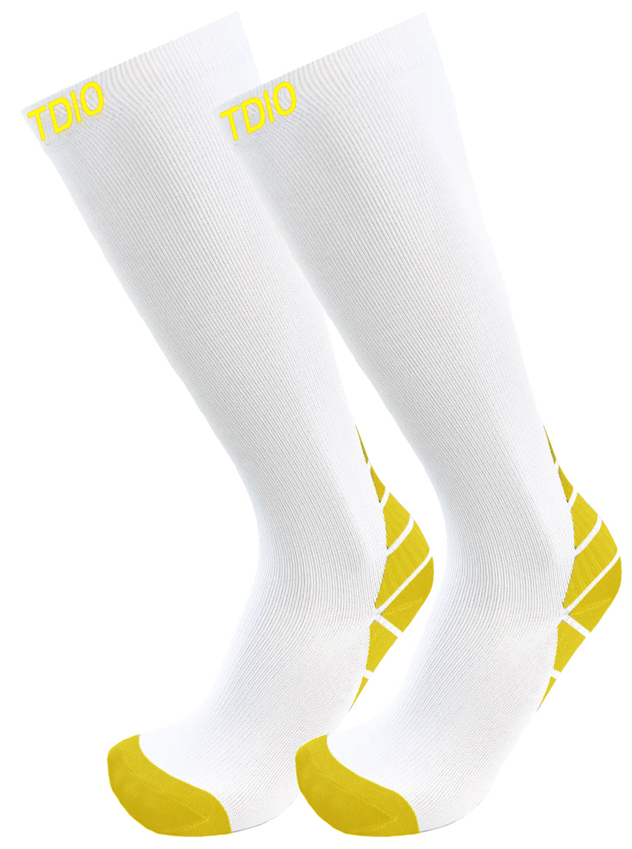 Fusion Performance Knee High Compression Socks (White/Yellow)