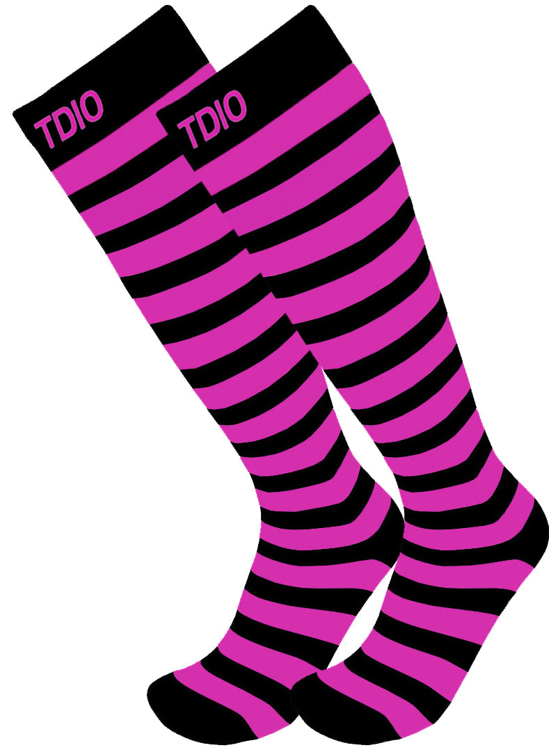 Nexus Striped Knee High Compression Socks (Pink/Black)