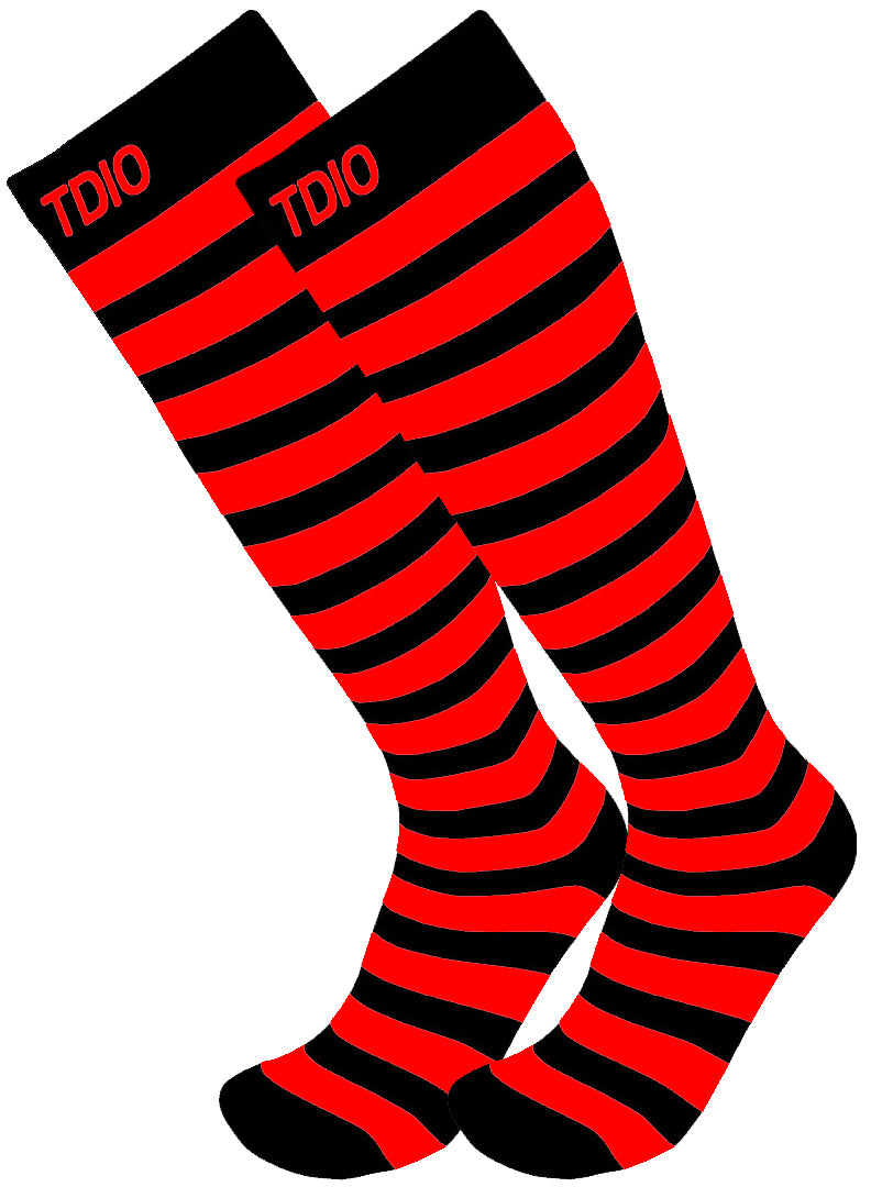 Nexus Striped Knee High Compression Socks (Red/Black)
