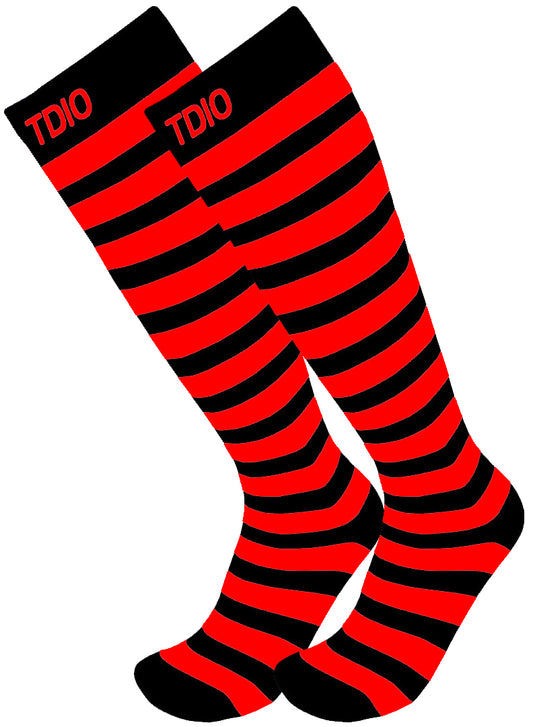 Nexus Striped Knee High Compression Socks (Red/Black)