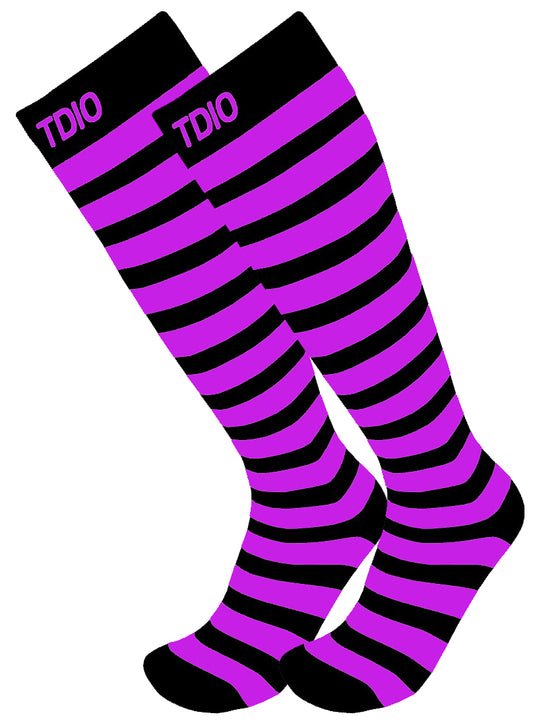 Nexus Striped Knee High Compression Socks (Purple/Black)