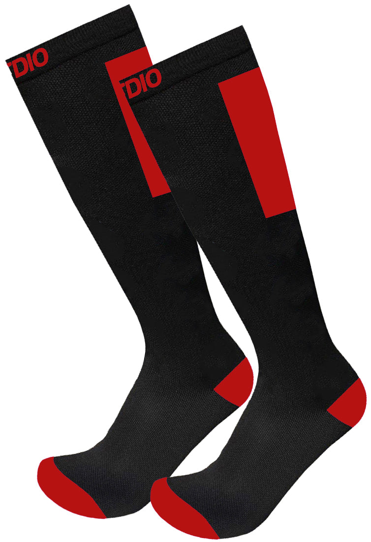 Vivid Stride Knee High Compression Socks (Black/Red)