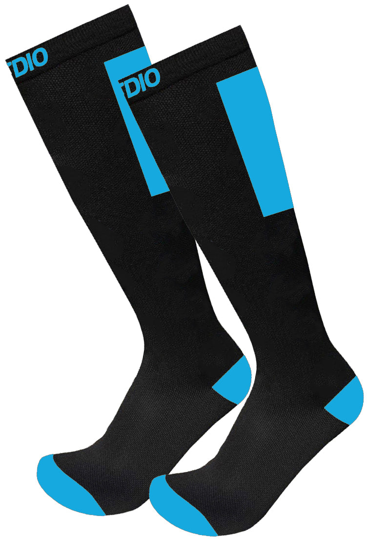 Vivid Stride Knee High Compression Socks (Black/Teal)