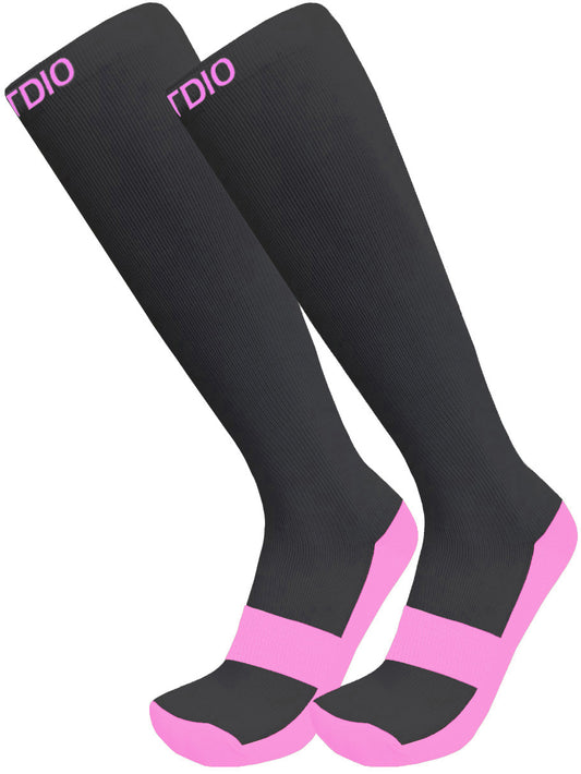 Eco-Stride Knee High Compression Socks (Black/Pink)