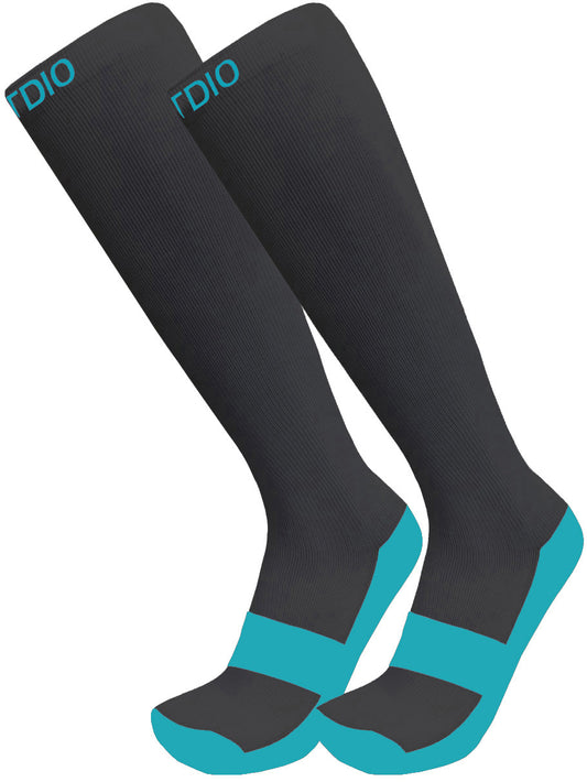 Eco-Stride Knee High Compression Socks (Black/Teal)
