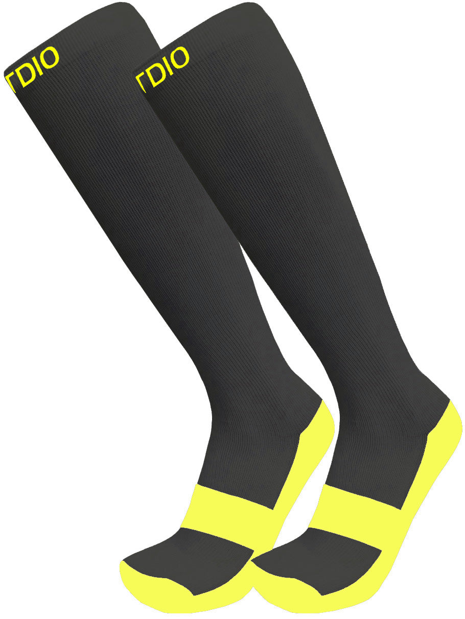 Eco-Stride Knee High Compression Socks (Black/Yellow)