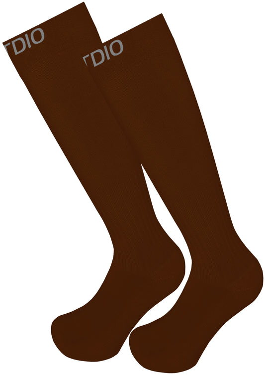 Signature Knee High Solid Compression Socks (Brown)
