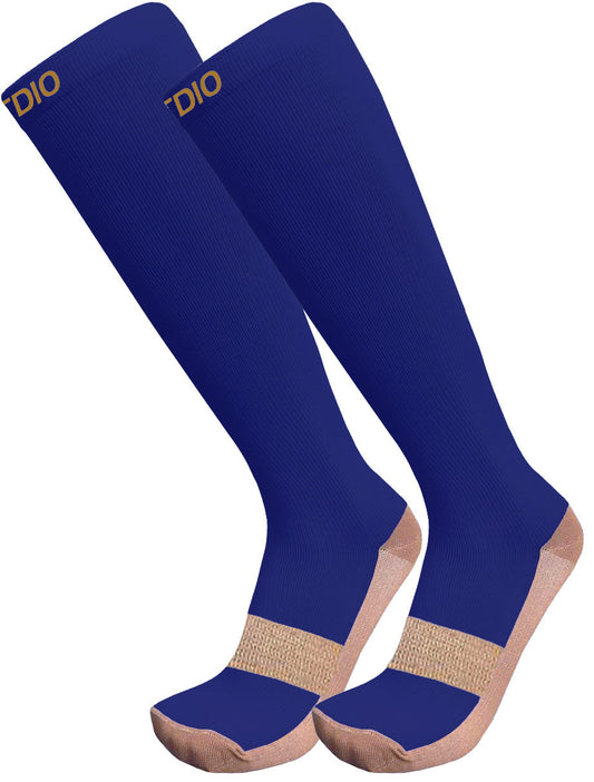 Copper Stride Knee High Compression Socks (Blue & Gold)