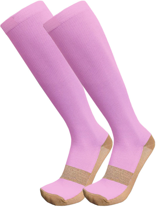 Copper Stride Knee High Compression Socks (Pink & Gold)