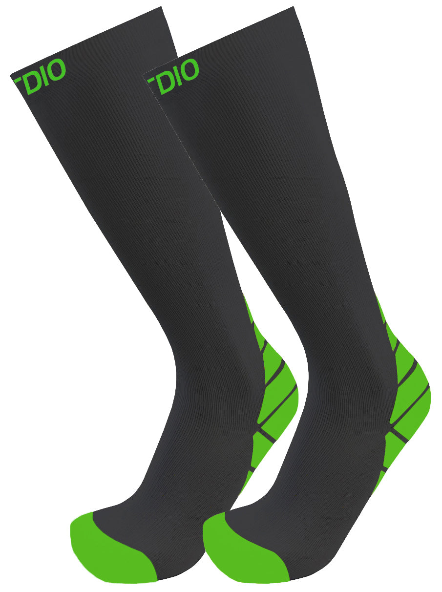 Fusion Performance Knee High Compression Socks (Black/Green)